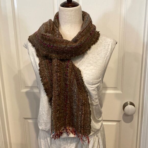 Kerry Traditions made in Ireland brown purple, gray, colorful yarn scarf - Picture 7 of 7